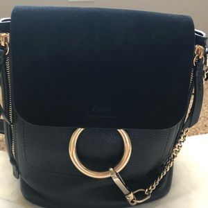 Chloe Suede Calfskin Faye Backpack Black